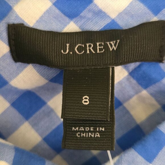 J.Crew NWT Blue White Check Tie Front Button Down Blouse Size 8 - Picture 6 of 7